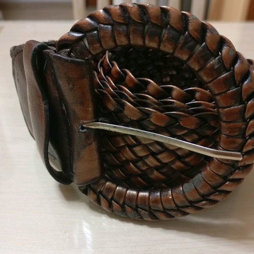 Adjustable wide woven belt used, black and brown