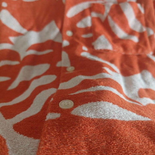 H&M men's short-sleeve shirt XL like new, orange white tropical pattern