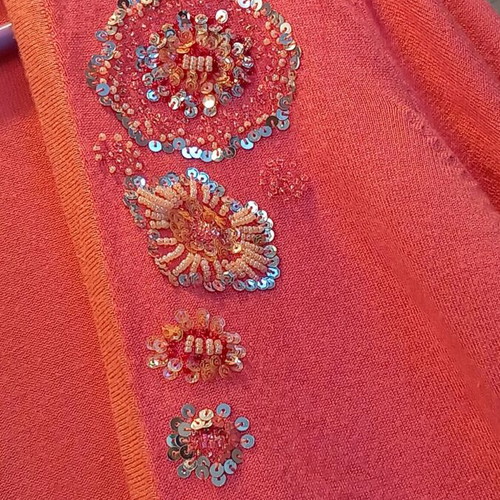 Marks & Spencer cardigan used, red with embroidery, size 20
