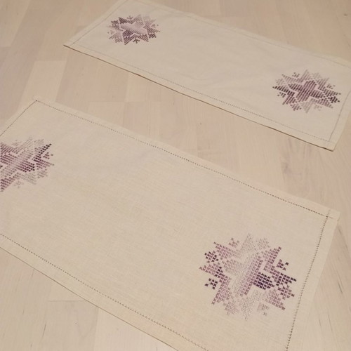 Embroidery set of 3 handmade cross-stitch and ajour pieces