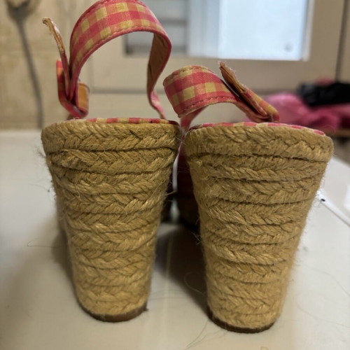 Pink Vichy platform sandals used, size 39