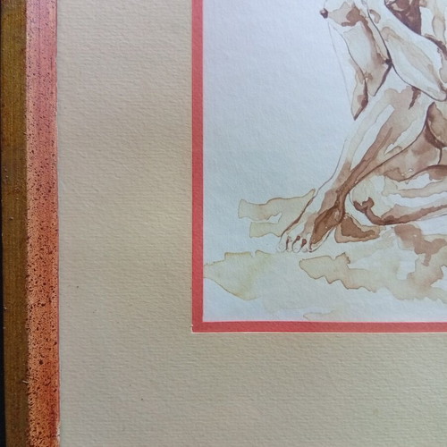 Nude body painting drawn with coffee, 34x22 cm