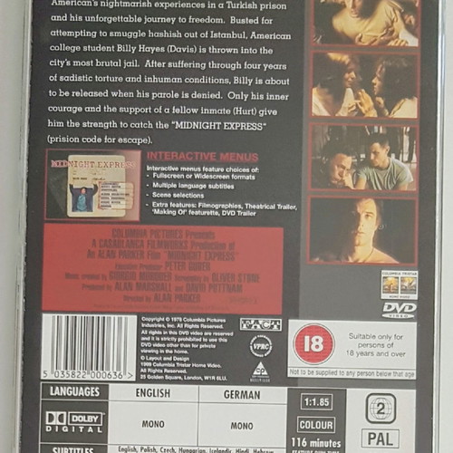 MIDNIGHT EXPRESS - 20th ANNIVERSARY EDITION DVD