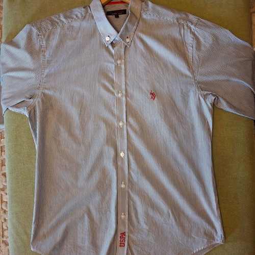 U.S. Polo Assn. shirt size L navy blue with white stripes like new