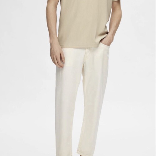 Selected Homme Aldo Relaxed Cropped Jeans new men's cotton pants