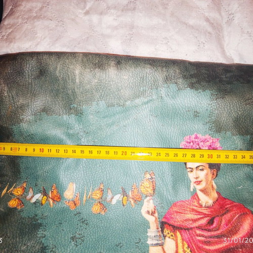 Frida Kahlo Large Postal Bag used, synthetic leather, 30x40 cm