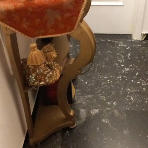Baroque style entryway table with gold-bronze finish