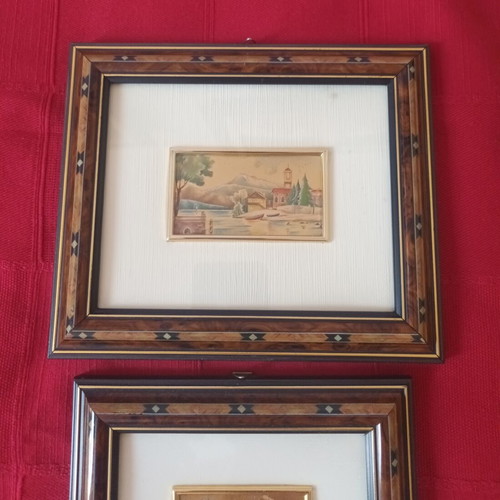 Italian chromolithographs used, set of 2 framed prints