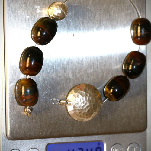 Begleri with genuine Tiger's Eye mineral and solid 925 silver, handmade, INDICO JEWELLS