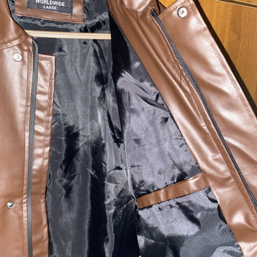 Leather jacket brown new, size Large