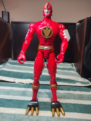 Red Ranger Dino Thunder figure used with working sound buttons