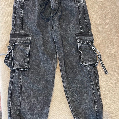 Cargo women's pants new, black denim, size 34