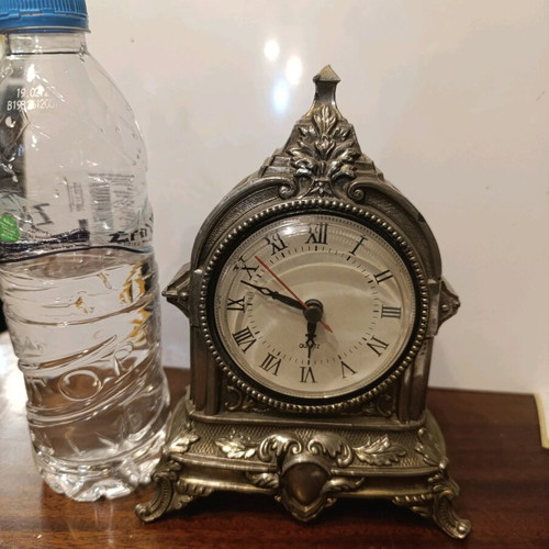 Vintage Quartz Table Clock used, classic style with ornate decoration