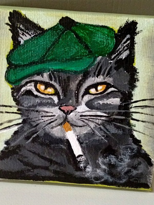 You sayin' somethin'? acrylic painting on canvas 10x10cm