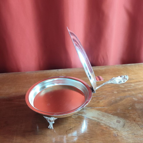 Vintage Silver-Plated Serving Dish with Lid and Decorative Handle