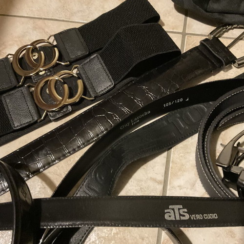 Set of 9 belts with new Polo Star waist bag and scarf, like new