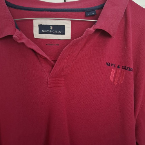 Navy & Green polo shirt XL like new, fuchsia color