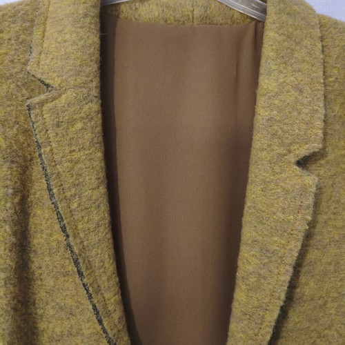 Wool coat size 42 medium mustard yellow with handmade lining like new