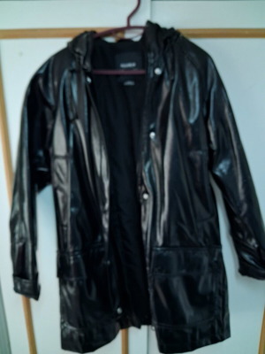 Pull & Bear Parka Black Glossy Waterproof Used XS