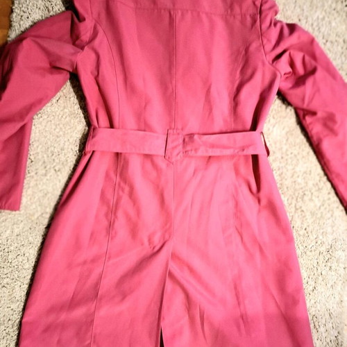 Marks & Spencer pink fuchsia trench coat with pockets and belt, waterproof, size 10