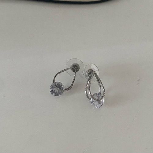 Floating Crystal Teardrop Earrings Asos like new, silver-toned