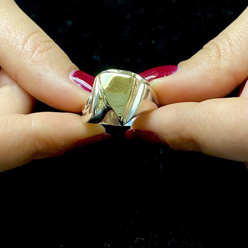 Silver-gold k14 ring new, size No15/55