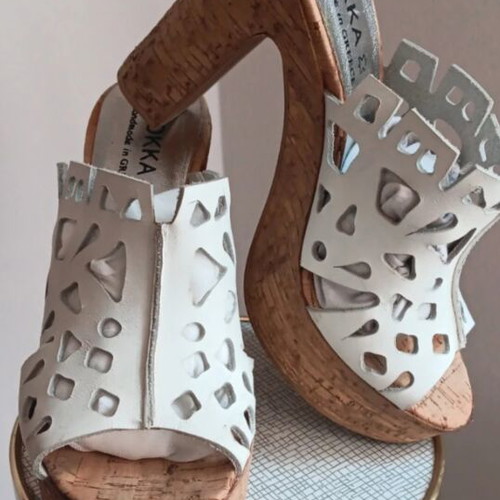 Kokka leather high-heeled mule with cork heel size 39