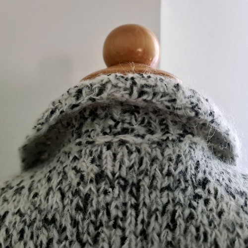 Vintage wool handmade cardigan used, gray