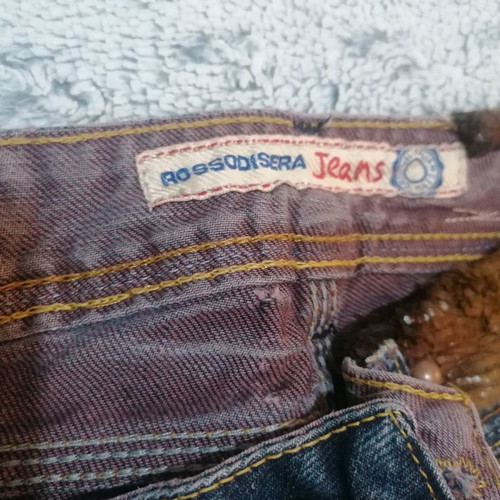 Rossodisera jeans size 42 (S) low waist with leather details