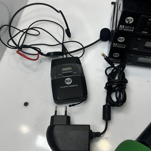 RCF RX4016 microphones used with wireless bodypack cases in poor condition