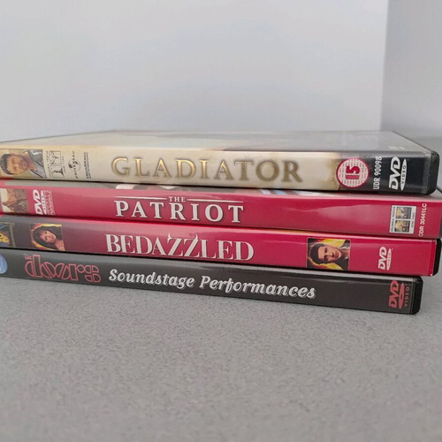 DVD movies like new with subtitles, Gladiator, The Patriot, The Doors, Bedazzled