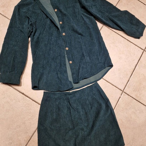 Corduroy set like new, green, shirt and skirt
