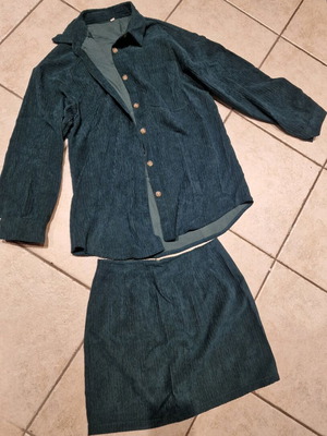 Corduroy set like new, green, shirt and skirt