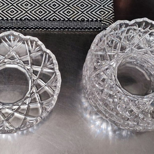 Crystal dessert plates like new, set of 4, geometric design