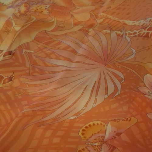 Salvatore Ferragamo silk scarf, apricot color, jungle design