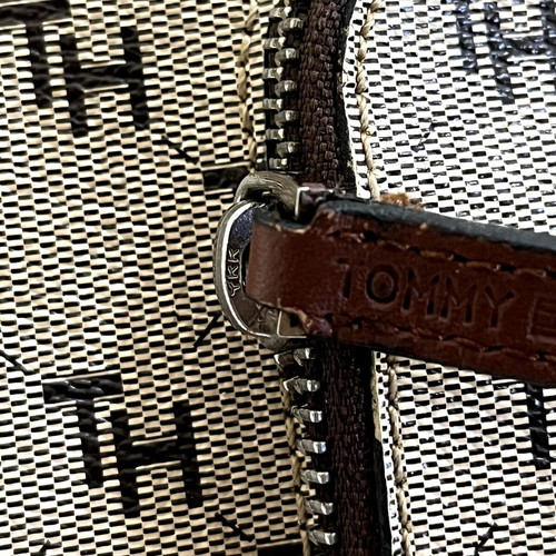 Tommy Hilfiger Monogram Jacquard Canvas Shoulder Bag used, beige/brown