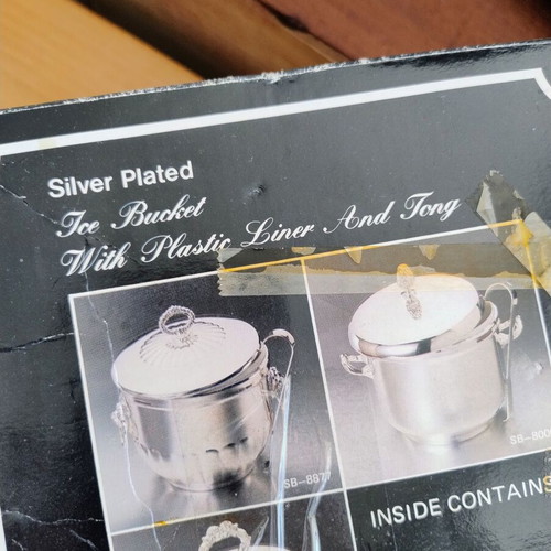 Vintage silver-plated ice bucket in original box, new