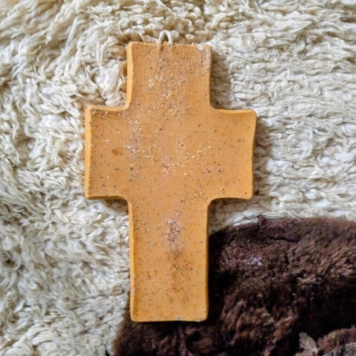 Handmade wall cross from pure beeswax and incense like new
