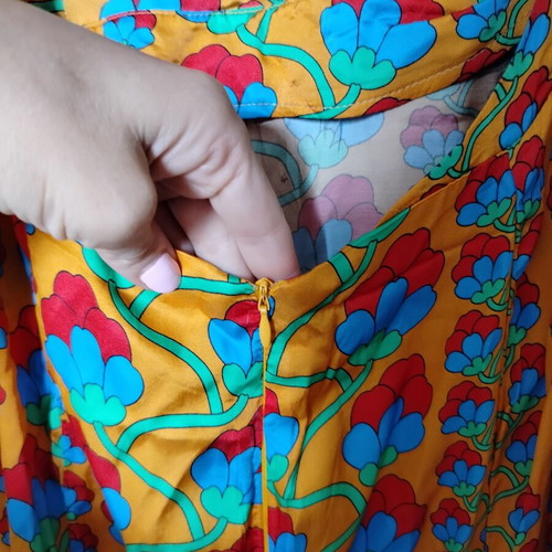 Karavan dress colorful used with open back and ruffled sleeves