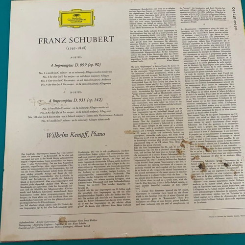 Franz Schubert Wilhelm Kempff Piano record used