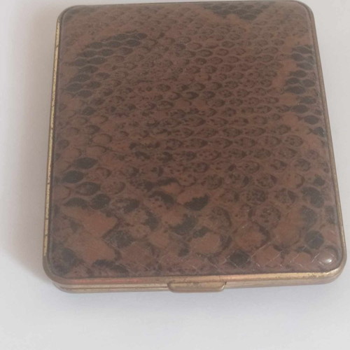 Vintage cigarette cases used, set of 3, leather and fabric