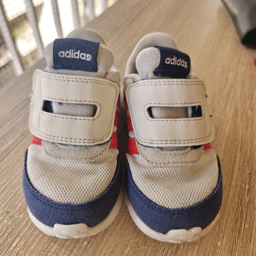 Adidas kids shoes used size 24, white and red