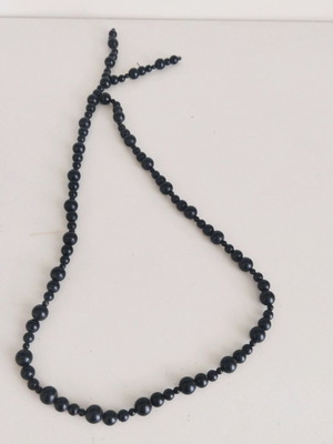 Unisex necklace with black rosary-style beads like new