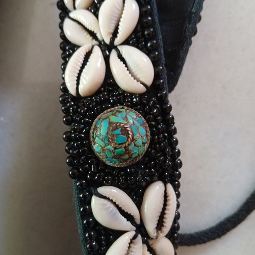 Handmade vintage ethnic belt with shells, like new