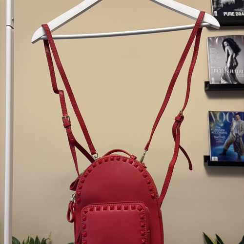 Backpack made of natural leather like new, small red
