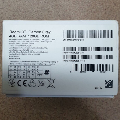 Xiaomi Redmi 9T 128GB 4+2GB used, 6000mAh battery, NFC