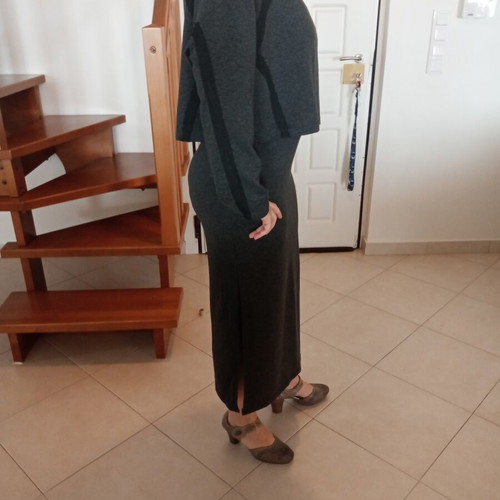 Long dress like new, 2-piece set, grey and black