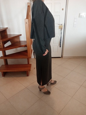Long dress like new, 2-piece set, grey and black