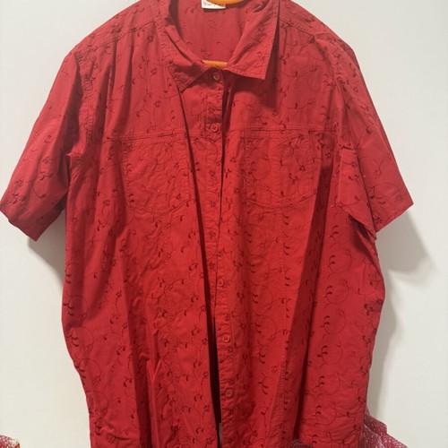 Summer shirt red with embroidered details, like new, size L