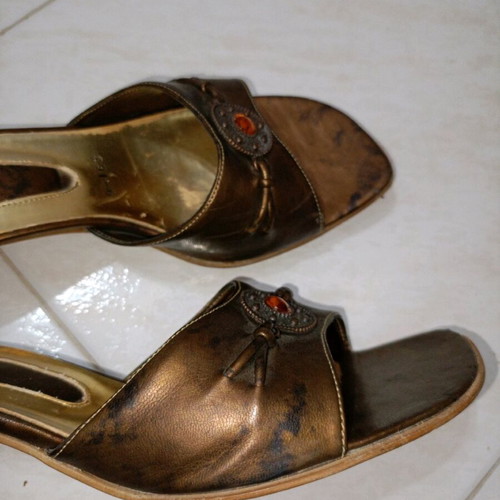 Vintage Italian used mules size 38 brown-copper